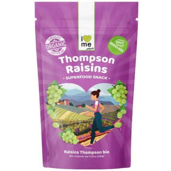 Organic Thompson grapes in a 200g superfood package from ILOVE ME, fresh and vibrant with a natural, juicy appearance.