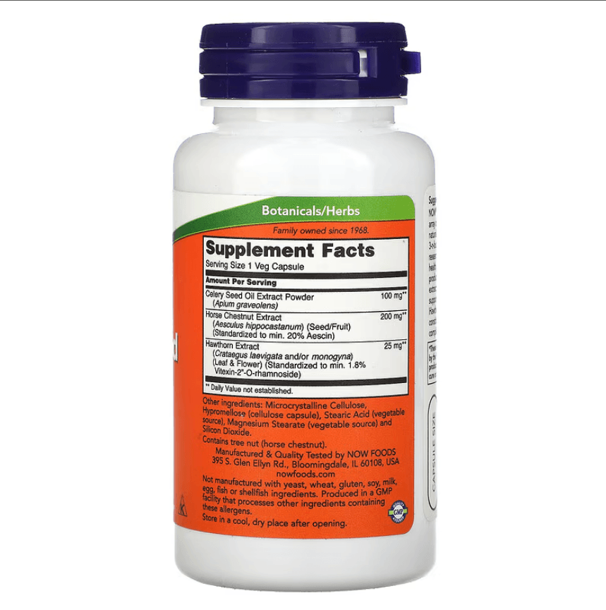 MKSTAVRINOS NOW Foods celery seed extract supplement in a bottle of 60 veggie capsules, natural herbal supplement for health.