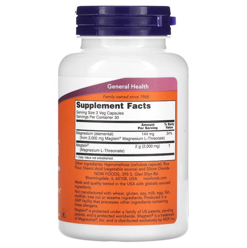 Magtein magnesium L-threonate supplement capsules by MKSTAVRINOS, 90 vegan capsules for mental support and cognitive health