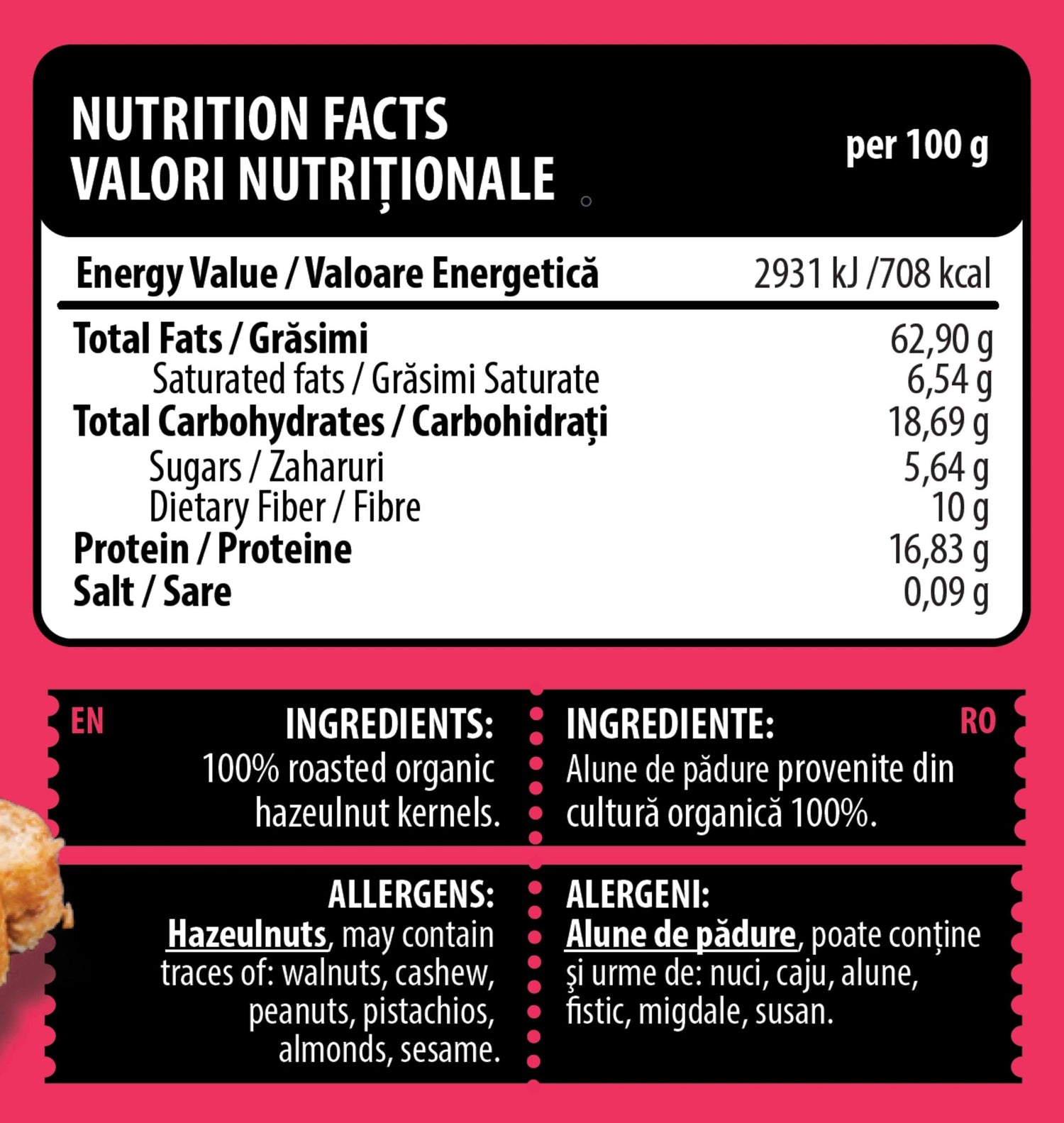 Creamy BIO hazelnut butter spread by Genius Nutrition in a 250g jar, showcasing smooth texture and rich hazelnut flavor.