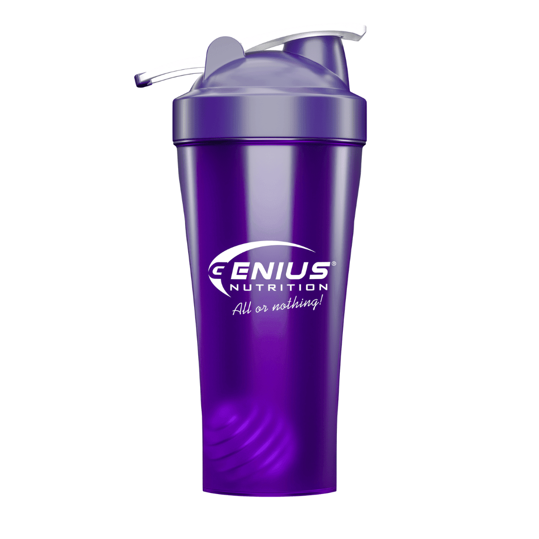 Genius Nutrition 600ml shaker bottle, durable plastic accessory for mixing protein shakes and supplements.