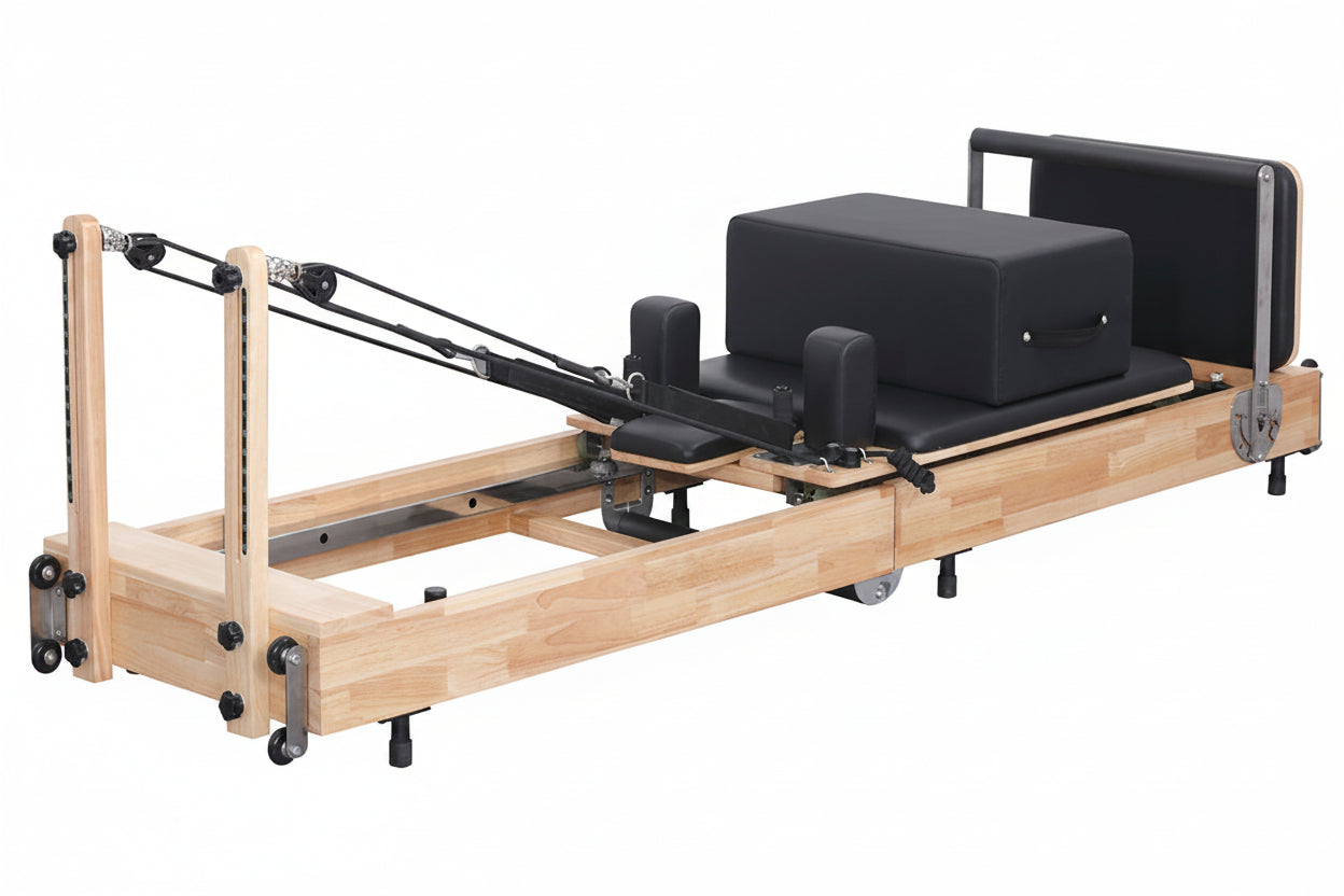 Foldable Oak Pilates Reformer | Space-Saving Home Studio