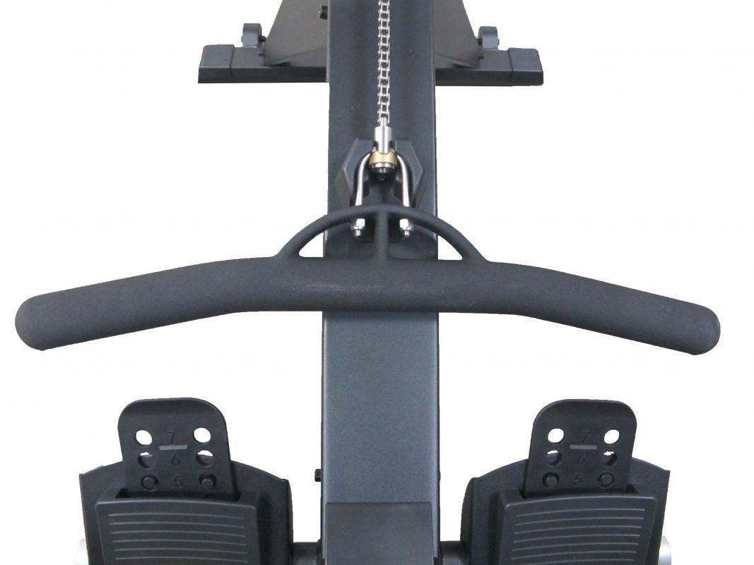 Viking Fitness Legacy Air Resistance Rowing Machine with adjustable rowing handle and digital display showing workout metrics