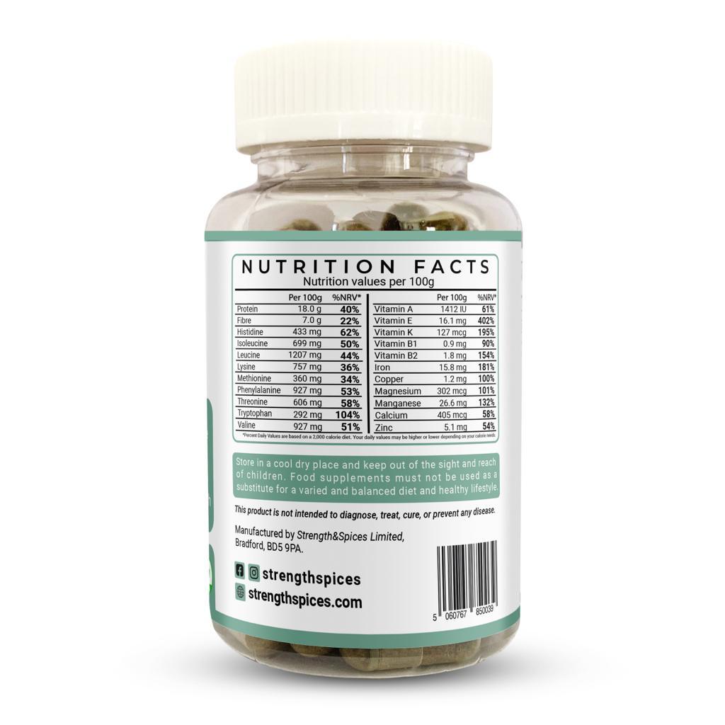 Bottle of STRENGTH & SPICES Anxiety & Sleep Support supplement with 60 capsules, featuring natural ingredients for relaxation and rest.