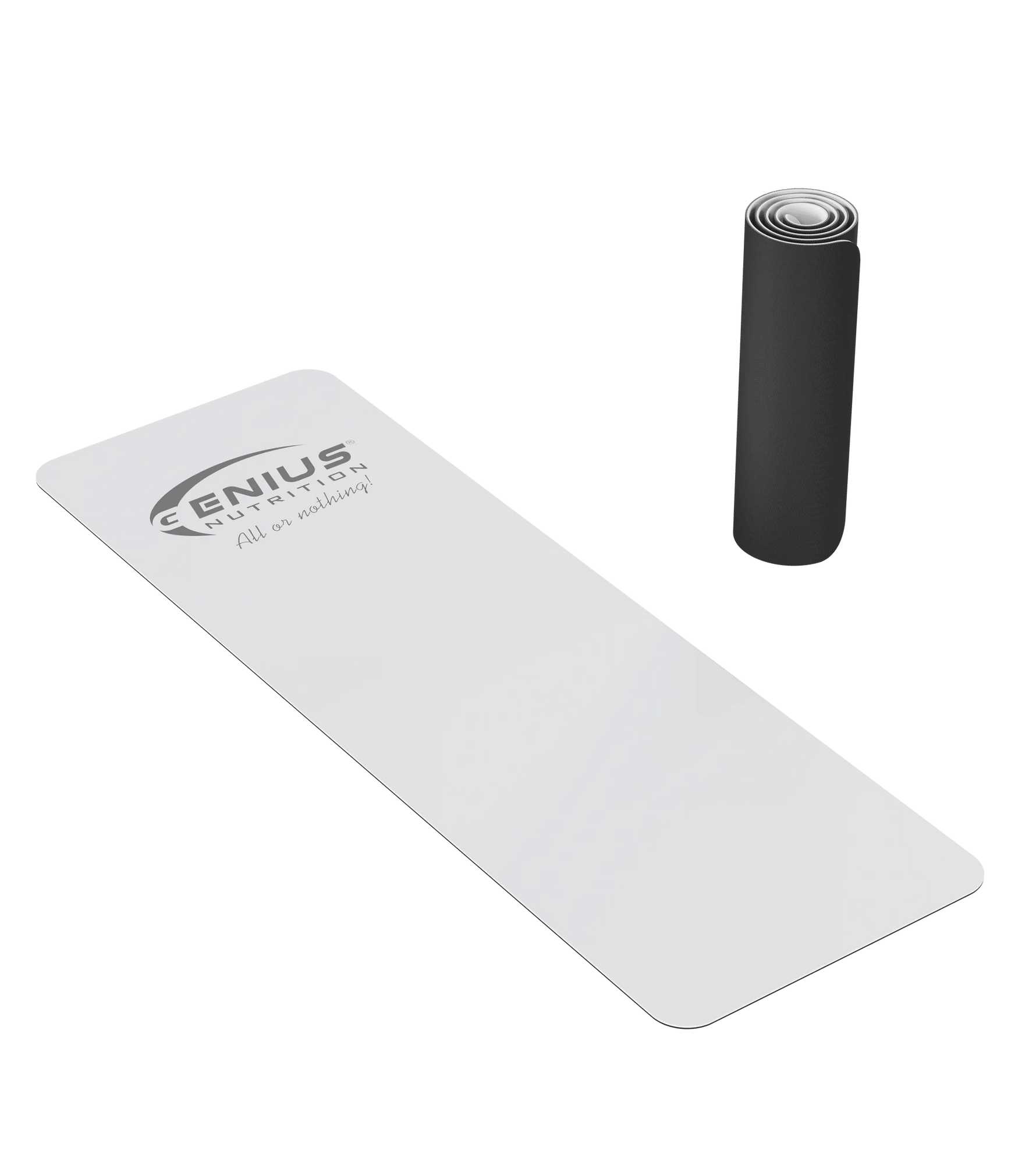 White GN® Yoga Mat PU accessory by Genius Nutrition, textured surface ideal for yoga practice and floor exercises.