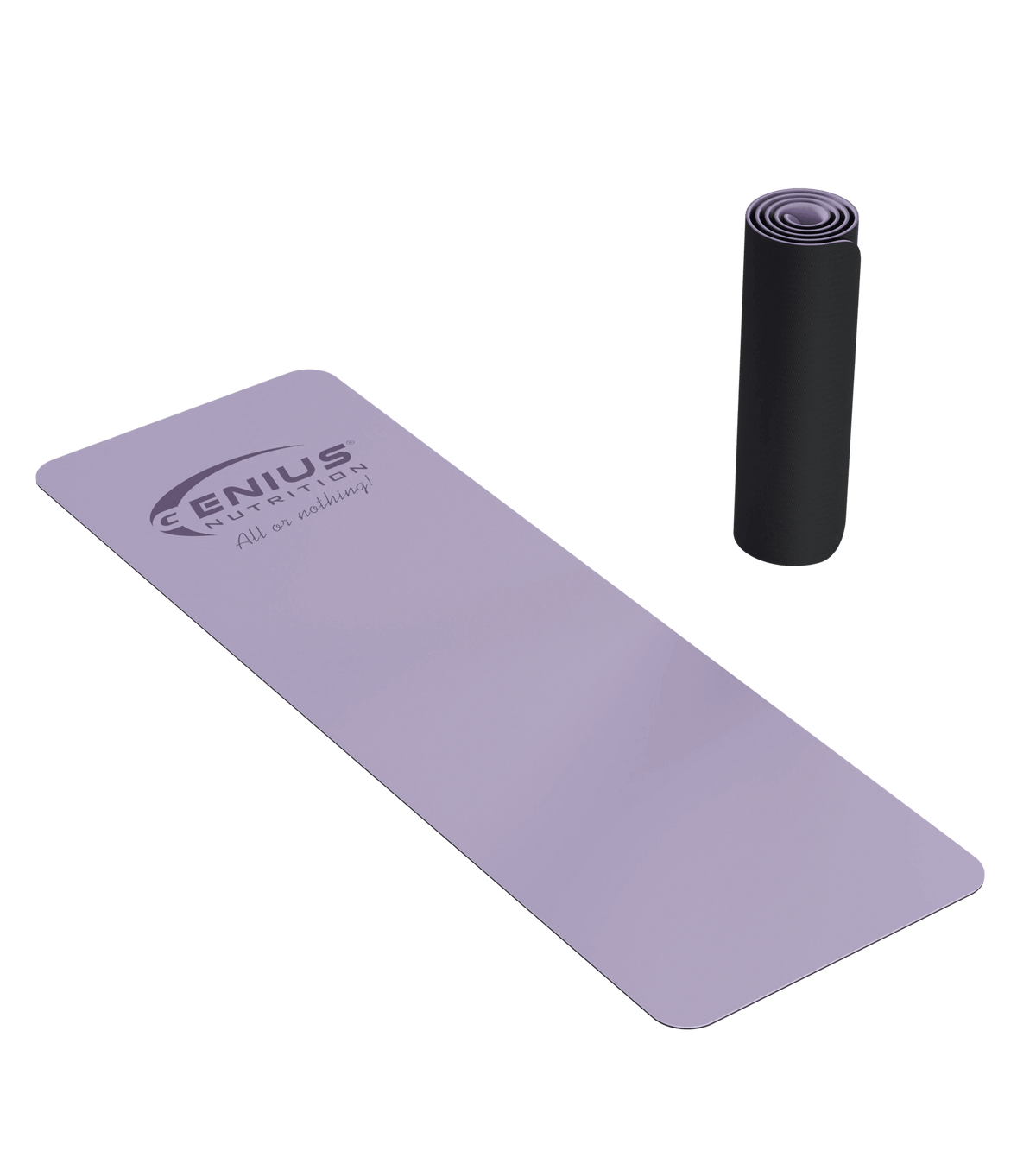 Purple TPE yoga mat from Genius Nutrition, a durable fitness equipment suitable for yoga and floor exercises.