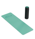 Blue Genius Nutrition TPE yoga mat laid flat, showing its textured surface, perfect for fitness and yoga practice.