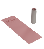 Pink TPE yoga mat from Genius Nutrition, a durable fitness equipment for yoga and exercise routines.