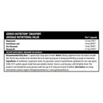 Genius Nutrition ZMA SPORT supplement bottle with 90 capsules, nutritional facts label visible on the packaging.