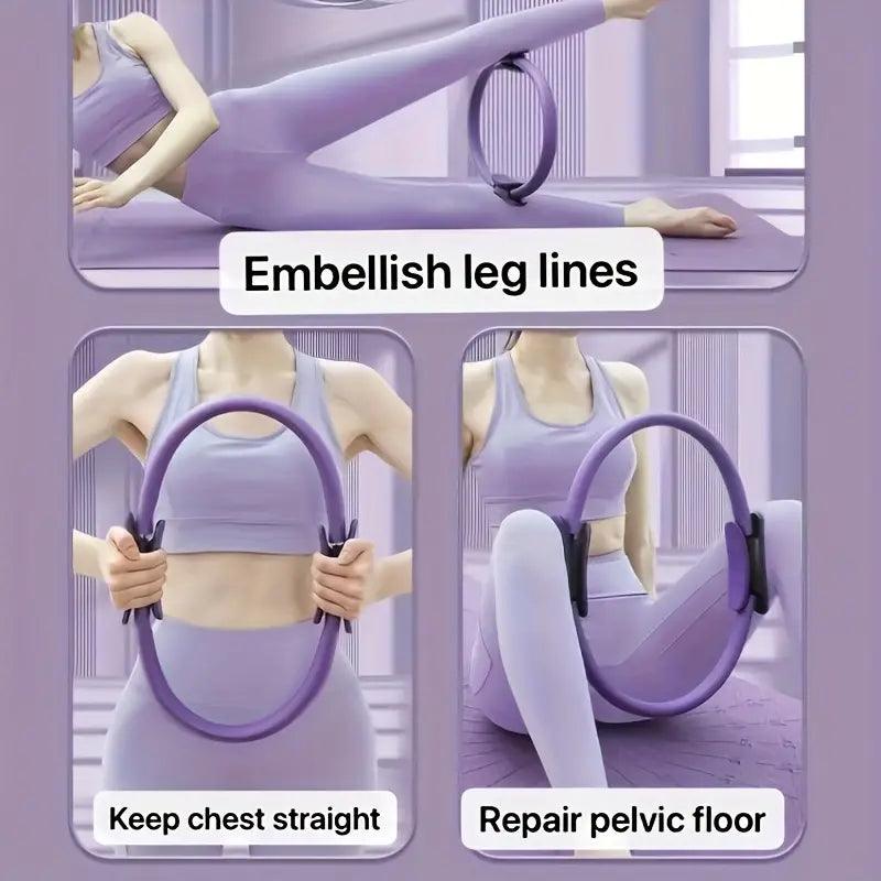 FlexFit Pilates Ring dual handle strength trainer from TEMU, showing a close-up of the fitness equipment for toning exercises.