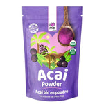Organic ILOVE ME acai powder in a 50g package, shown as a fine purple powder in a clear container.