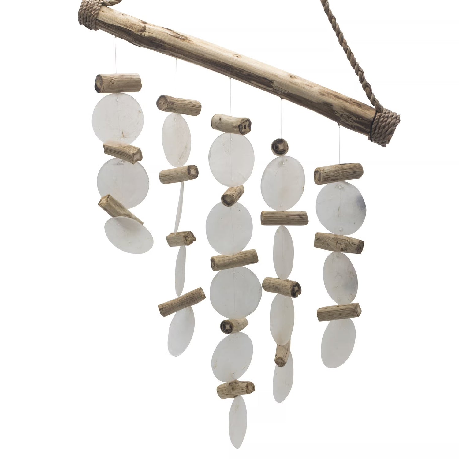 Handmade Pearl Driftwood and Capiz Wind Chime
