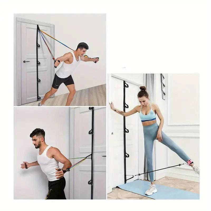 TEMU space-saving resistance band door anchor for fitness equipment, shown attached to a door for versatile strength training.