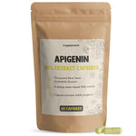 Herbalistas Apigenin Extract supplement capsules, 60-count, front view showing white capsules in packaging with label.