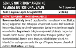 Arginine AKG 90caps, Genius Nutrition