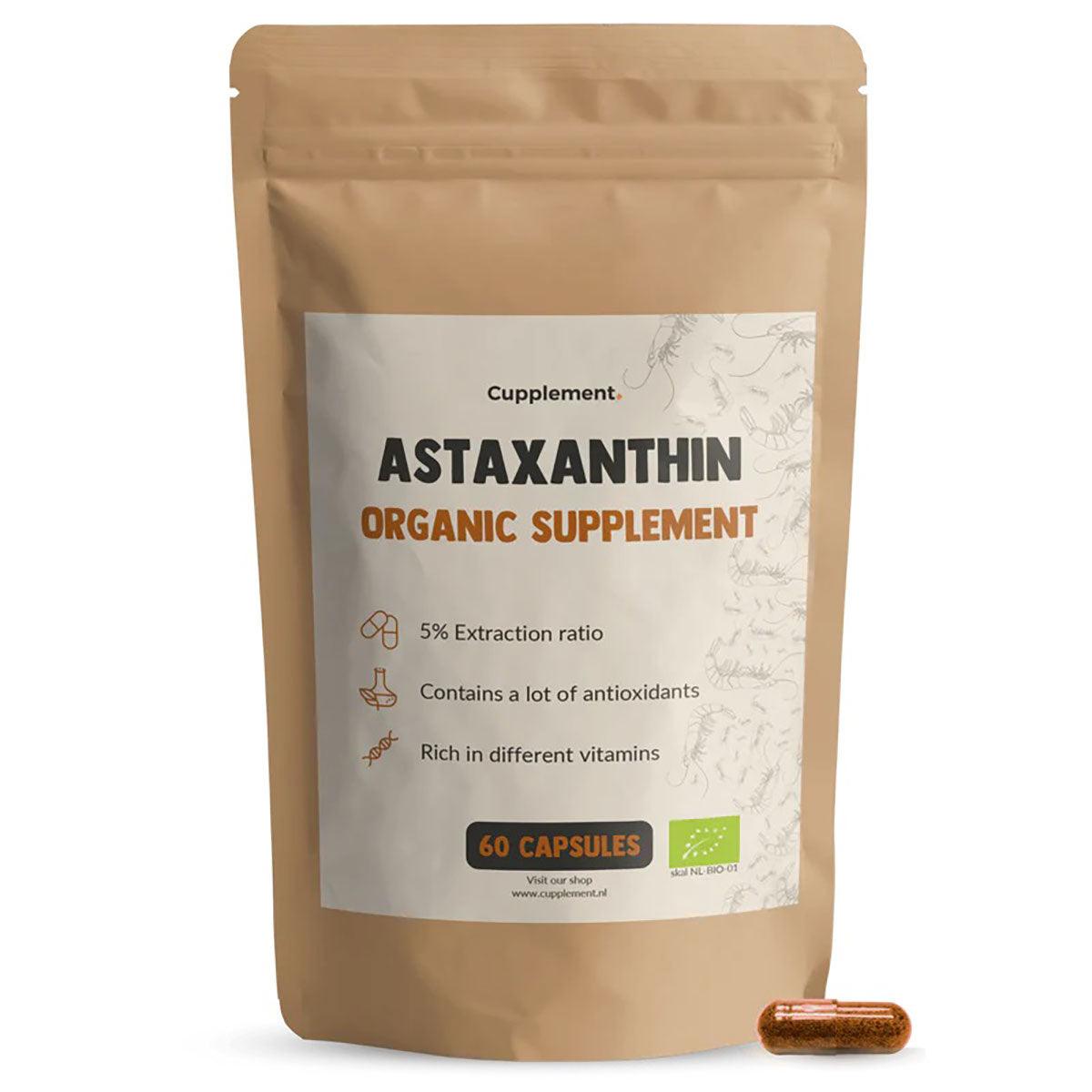 HERBALISTAS GOYU BIO Astaxanthin 8mg superfood capsules in organic packaging, front view showing 60 capsules on a white background.