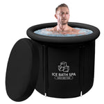Large portable ice bath tub with insulated cover by TEMU, showing the tub's size and the insulated lid for cooling and comfort.
