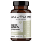 VITAREA Natural Doctor B12 Active and Alfa Alfa supplement in 120 vegetarian capsules, showing the supplement bottle and caps.