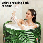 Green XL portable ice bath tub accessory by TEMU, showing the large, sturdy tub designed for cold immersion therapy.