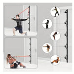 TEMU space-saving resistance band door anchor attached to a door for versatile fitness equipment workout setup.
