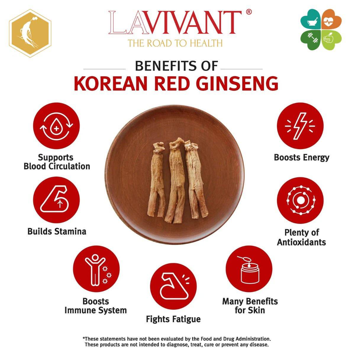 Korean Red Ginseng extract paste by Lavivant, 80mg/g, 30g jar, showcasing the vibrant red paste and benefits of traditional ginseng.