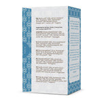 Herbalistas RA Hygge BIO Moody Blues herbal tea with Maitake in a box of 16 tea bags, featuring blue packaging and tea bags inside.
