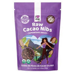 Organic cacao nibs in a 115g bag from ILOVE ME superfood line, showcasing crunchy cacao pieces on a neutral background.