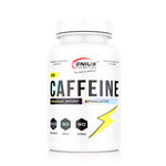 Genius Nutrition Caffeine energy tabs, 90 count, dietary supplement for alertness and focus, in a blister pack.