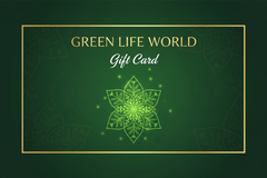 Green Life World gift card featuring a vibrant, eco-friendly design, perfect for gifting wellness and eco-conscious products.