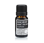 Cumin essential oil bottle from AW Gifts, 10ml, used for skin care, with a label featuring cumin seeds and natural ingredients.