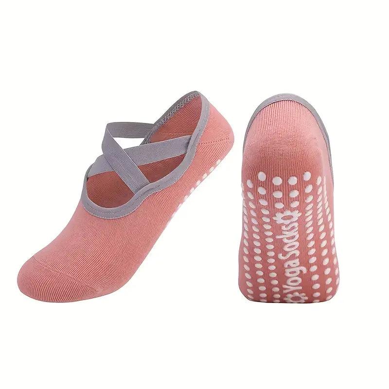 Women's yoga socks by TEMU, lightweight and non-slip accessory with grip soles, ideal for yoga and Pilates workouts.