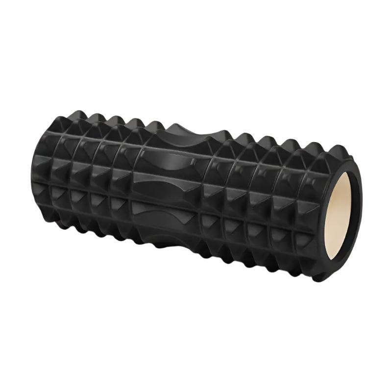 Mini foam back massage roller accessory by TEMU, showing textured foam surface designed for soothing back muscle relief.