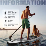 Inflatable TEMU stand-up paddleboard for beginners, children, and adults, shown inflated on water with paddle ready for use.