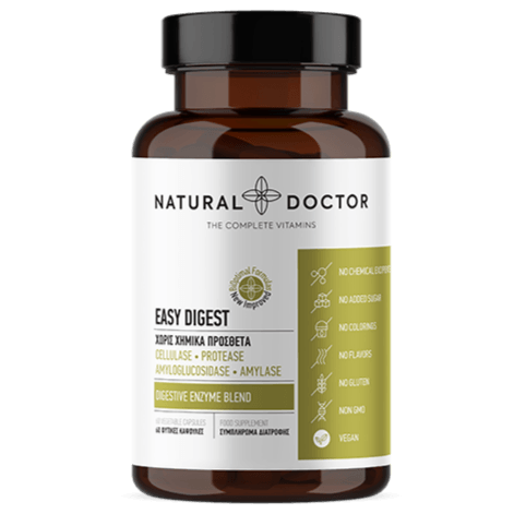 VITAREA Natural Doctor Easy Digest supplement with 60 vegetarian capsules for digestive support and overall gut health.