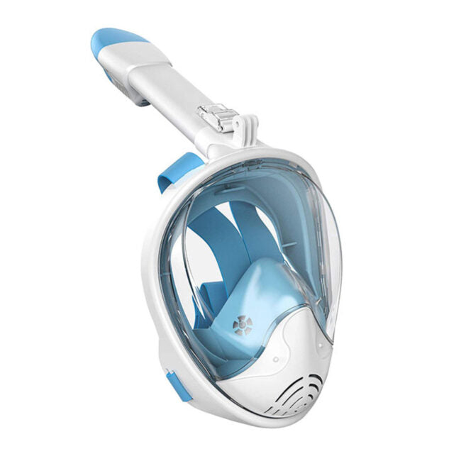 Viking F-200 full face diving mask with clear tempered glass, adjustable straps, and snorkel integration for underwater exploration.