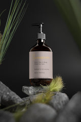 Selfnamed 2-in-1 men's hair and body wash bottle with pump dispenser, featuring a sleek design and label details.