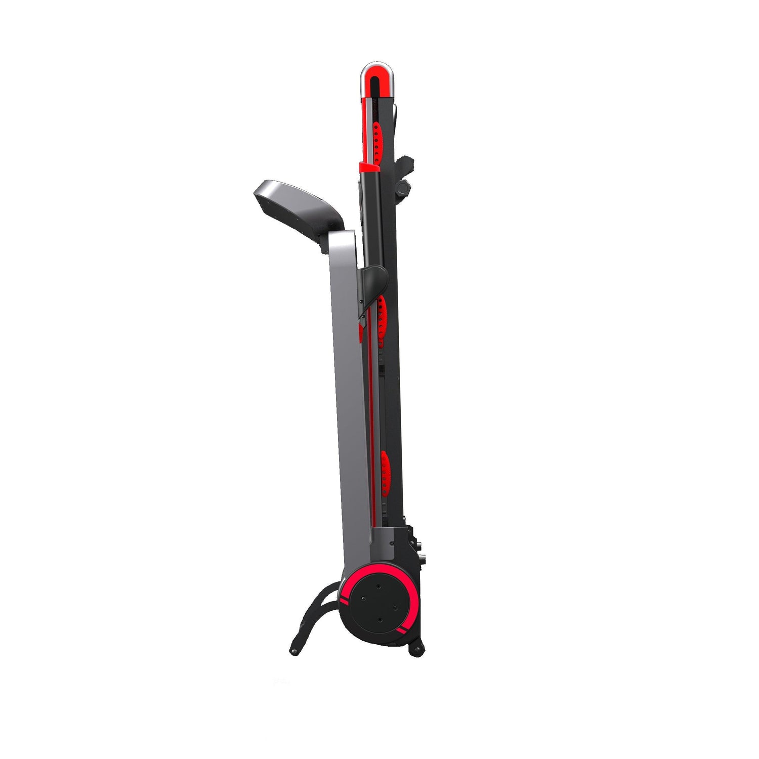 VIKING FITNESS RunSmart Electric Treadmill folded for storage, with a compact design and digital display panel.