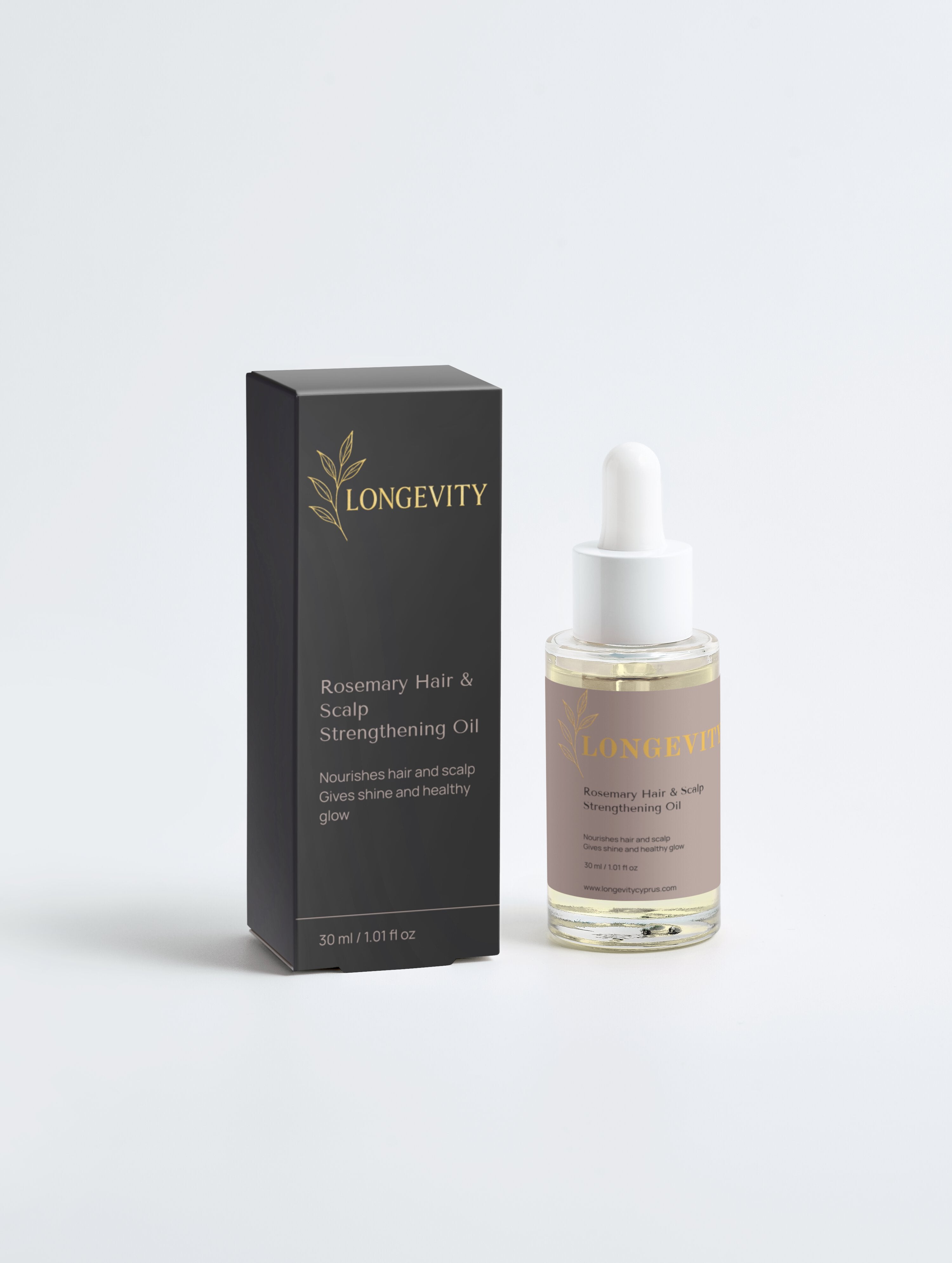Bottle of Selfnamed Rosemary Hair & Scalp Strengthening Oil with rosemary sprigs and dropper applicator, natural hair care product.
