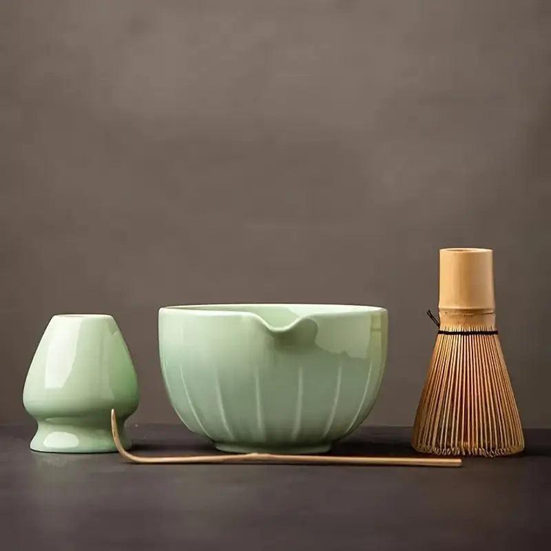 Set of 7 matcha tea ceremony accessories including bowls, whisks, and spoons from TEMU for traditional matcha preparation.
