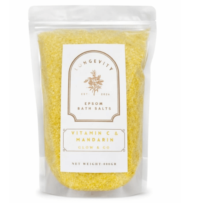 Green Epsom bath salts with Vitamin C and Mandarin for skin relaxation and rejuvenation, by AW GIFTS.