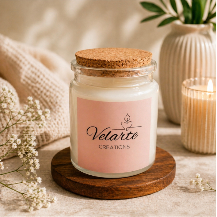 Candle in clear glass container with cork - Velarte