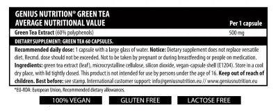 GREEN TEA 60 Caps/60 Serv, Genius Nutrition 