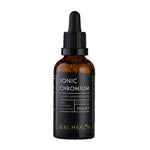 Herbalistas Kiki Health Ionic Chromium Liquid Concentrate supplement bottle in 50ml container with label and dropper cap.