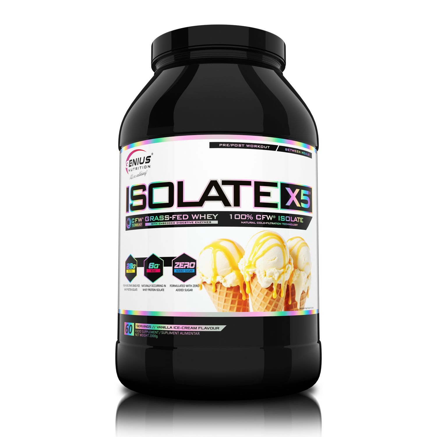 ISOLATE-X5 2000g/60μερίδες, Genius Nutrition (Παγωτό Βανίλια)