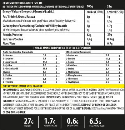 IWHEY® ISOLATE 900g/27serv, Genius Nutrition