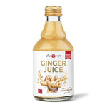 Organic FIJI Ginger Juice by Herbalistas in a 237ml bottle, showcasing fresh ginger root and vibrant liquid inside.