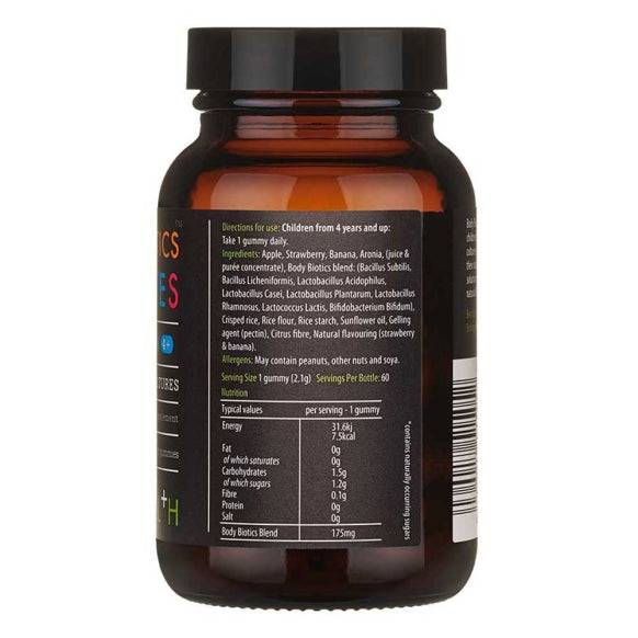 Kiki Health Body Biotic for Children real fruit gummies, herbal supplement with 60 chewable probiotic gummies for kids