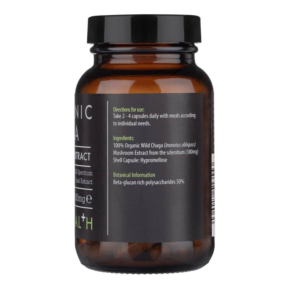 Kiki Health Organic Chaga Mushroom Extract supplement in 60 Vegicaps, herbal supplement for immune support by Herbalistas.