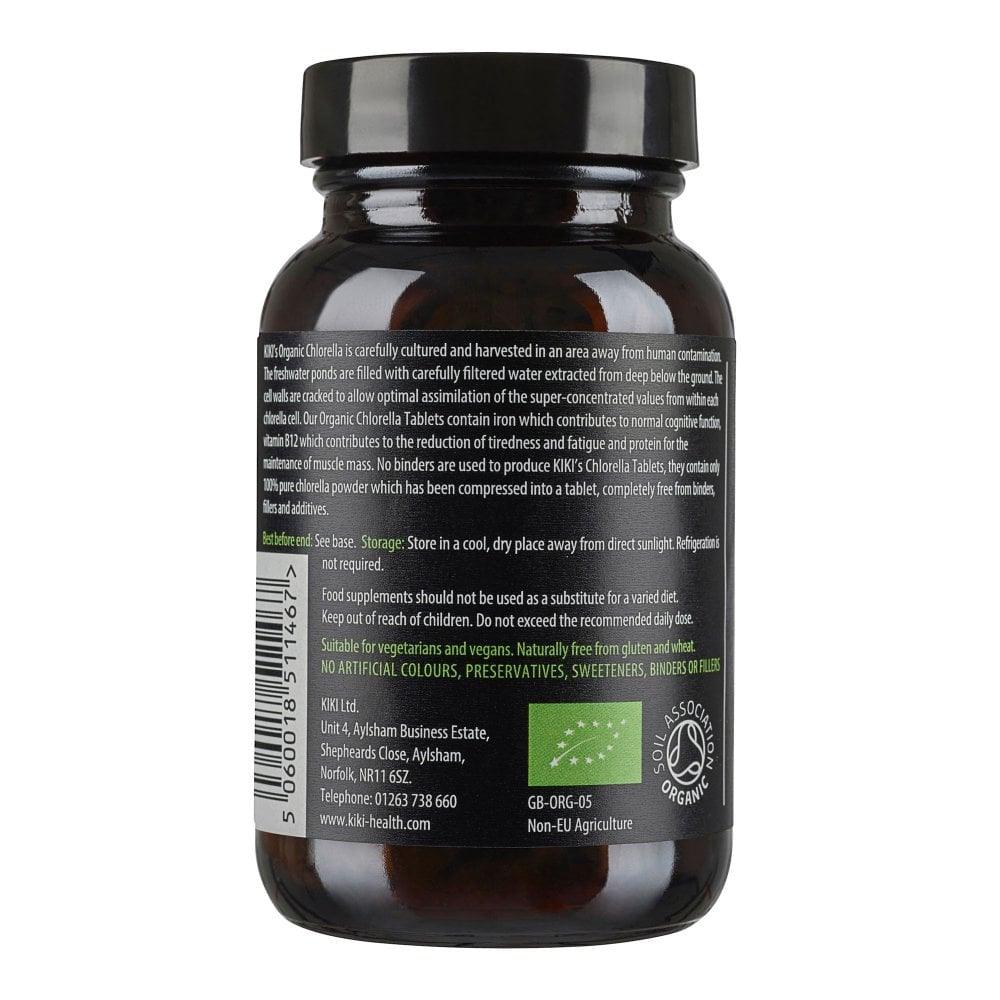 Kiki Health Organic Chlorella supplement with 200 raw, 500mg tablets, natural green algae supplement by Herbalistas.
