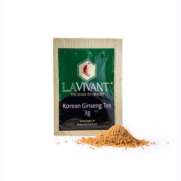 Korean Ginseng Tea sachets by Lavivant in a wooden box, traditional herbal tea with 100 sachets, premium Korean herbal beverage.